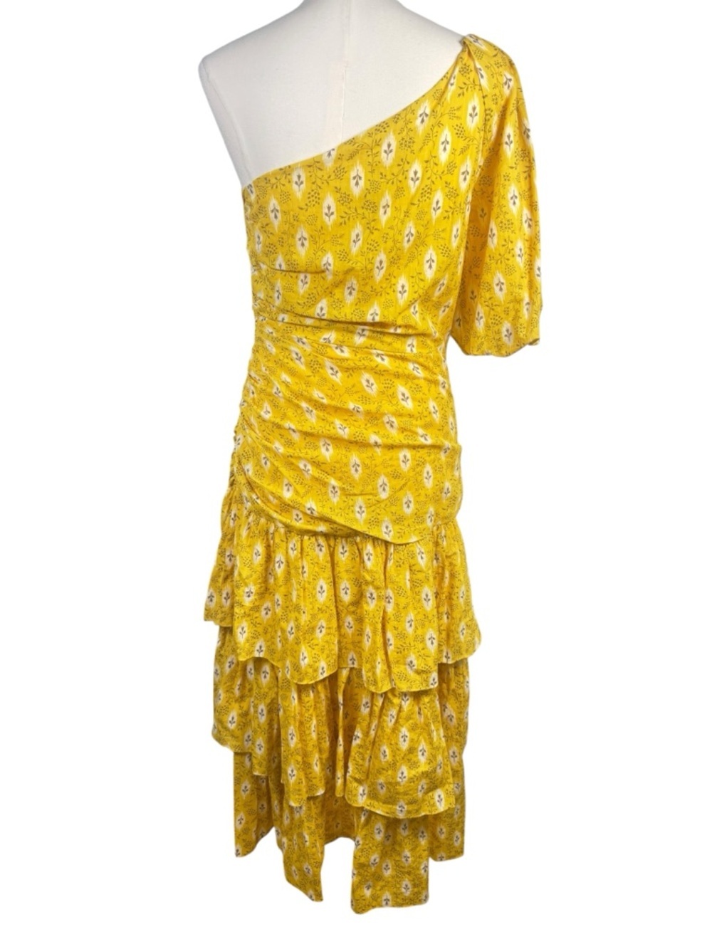 Veronica Beard Virginia One Shoulder Maxi Dress Yellow Sun Multi NWT 6 - Picture 6 of 11